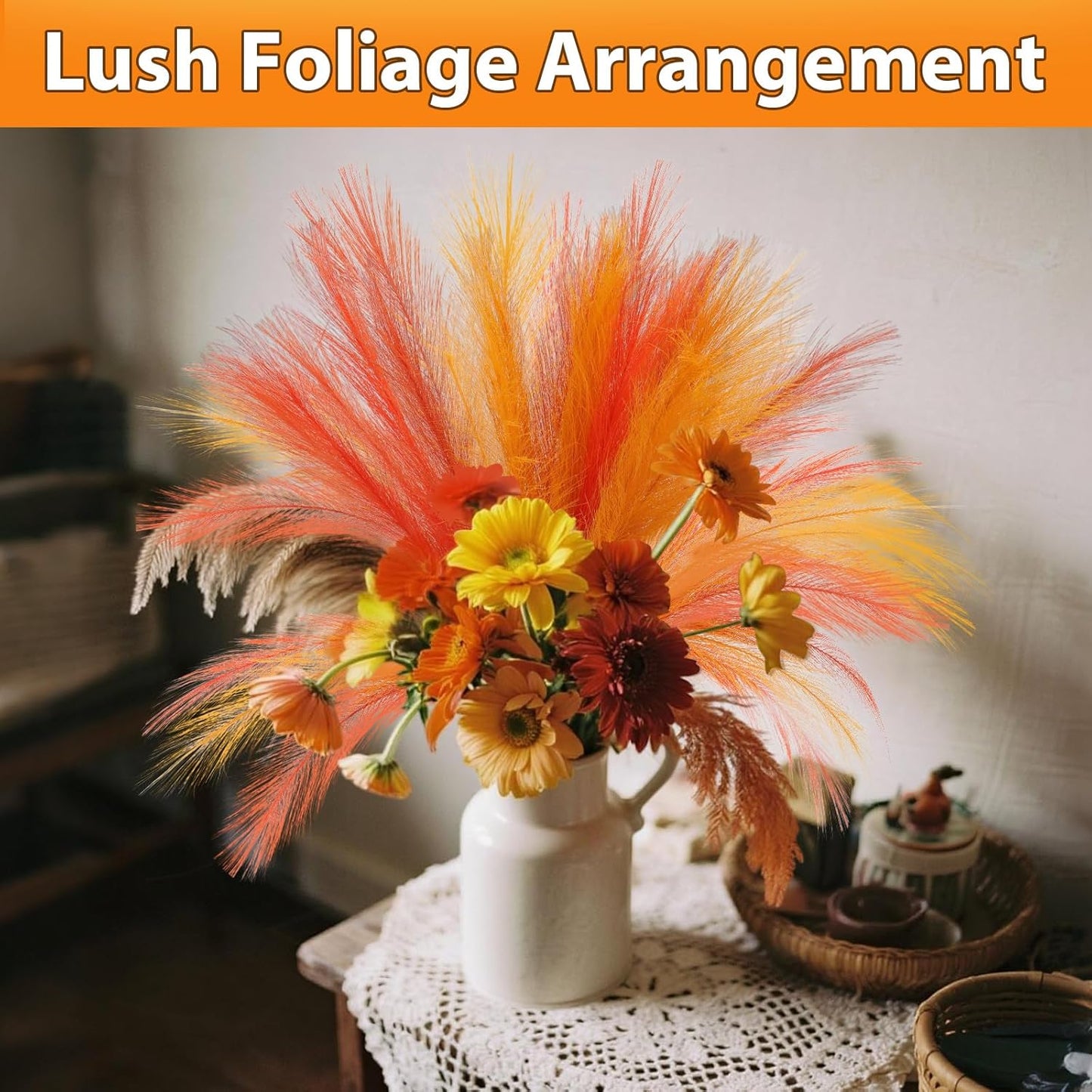 30pcs Pampas Grass Decor,21" Artificial Pompous Grass Bulk,Small Vase Filler Pompas Grass for Home Wedding Living Room Wall Party Decoration (Beige,Light Brown, 21 Inch 30 Pcs)