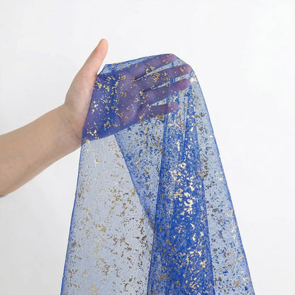 Artoid Mode Beige Gold Gauze Table Runner 120 Inch 10FT, Glitter Metallic Foil Sheer Dining Wedding Anniversary Holiday Birthday Table Decor for Home Party
