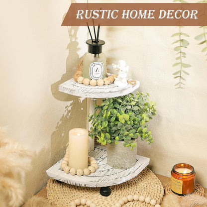 Tikea Farmhouse Wood Display Riser, 10 in. Farmhouse Pedestal Stand for Kitchen Bathroom Counter Decor, Round Display Tray for Soap Dispenser and Plant (Brown)