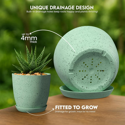 Utopia Home Plant Pots Indoor with Drainage Holes – Set of 5 White Plastic Flower Pots (7/6.6/6/5.3/4.8 Inch) – Modern Planters for Indoor Plants, Room & Office Décor, Great Stocking Stuffers