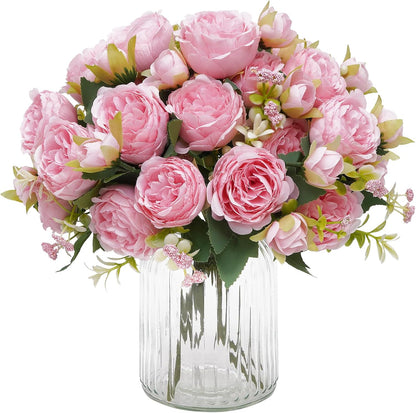 MARTINE MALL 2 Packs Peonies Artificial Flowers, Light Pink Artificial Peonies, Silk Peonies Flowers Fake Peonies Artificial Flowers Peonies Bouquet for Centerpiece Table Wedding Party Home Decor