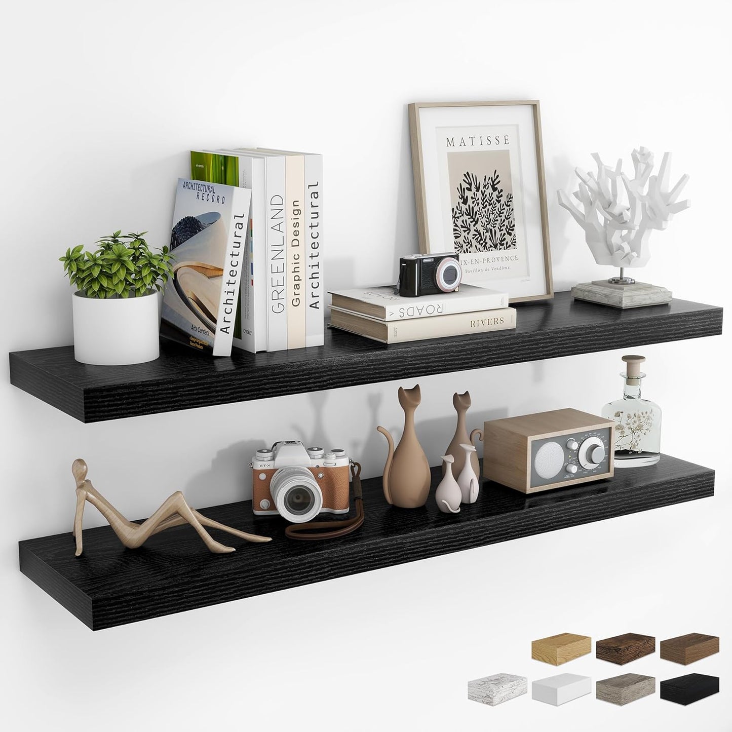 RICHFOCUS 72Inch Floating Shelves for Wall 2 Pack Shelves for Bedroom|Kitchen|Bathroom Wall Mounted Rustic Wood Floating Shelf with Invisible Brackets for Books|Storage|Decor, Rustic Brown