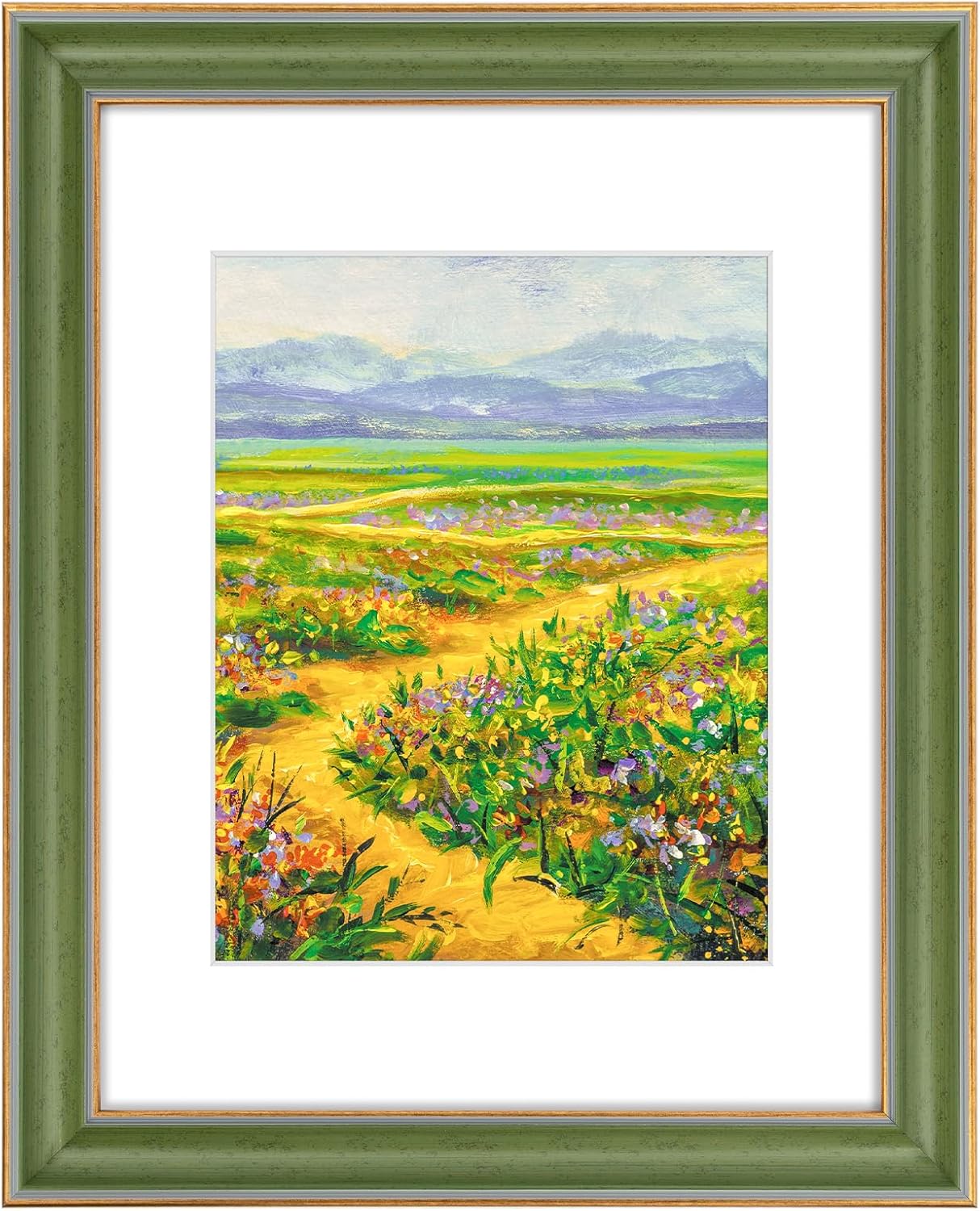 Golden State Art, 11x14 Photo Frame with Mat for Pictures 8x10 and Real Glass (Dark Gold Brown & Bronze Pewter Panel with White Color Mat, 1.25 Inch Frame Border)