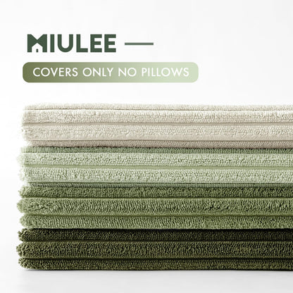 MIULEE Boho Farmhouse Sage Green Throw Pillow Covers 18x18 Inch Set of 4 Mordern Nordic Cushion Covers Soft Corduroy Spring Home Decor for Couch Bed Sofa Living Room Forest Green