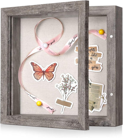 Califortree 8x10 Shadow Box Frame with Linen Back - Sturdy Rustic Memory Display Case of Flower, Pictures, Medals and More, White