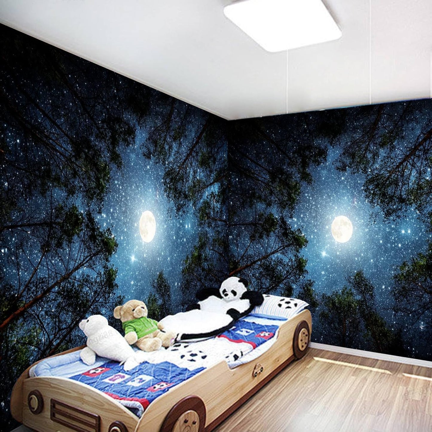 Apdidl Forest Galaxy Starry Tapestry for Bedroom Ceiling, Blue Space Night Starry Sky Moon Stars Tapestry Aesthetic, Tree Forest Milky Way Backdrop Wall Hanging for Dorm Living Room Decor (51" X 60")