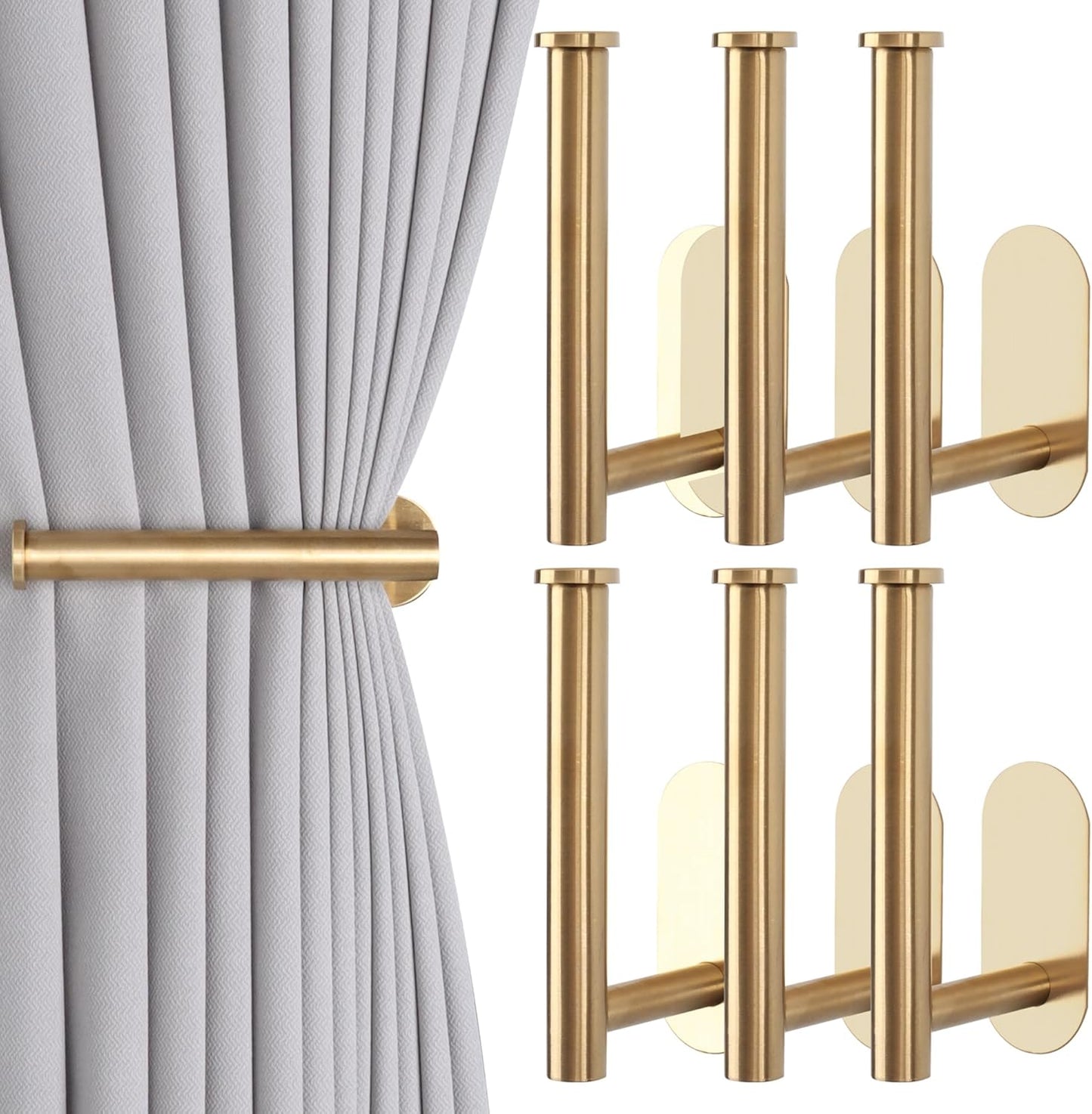 Groleca 2 Pack Adhesive Curtain Holdbacks Curtain Tie Backs Curtain Holdbacks No Drill Curtain Pull Backs Adhesive Curtain Hooks Curtain Holders for Drapes (2, Black)