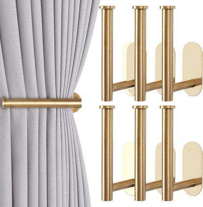 Groleca 2 Pack Adhesive Curtain Holdbacks Curtain Tie Backs Curtain Holdbacks No Drill Curtain Pull Backs Adhesive Curtain Hooks Curtain Holders for Drapes (2, Black)