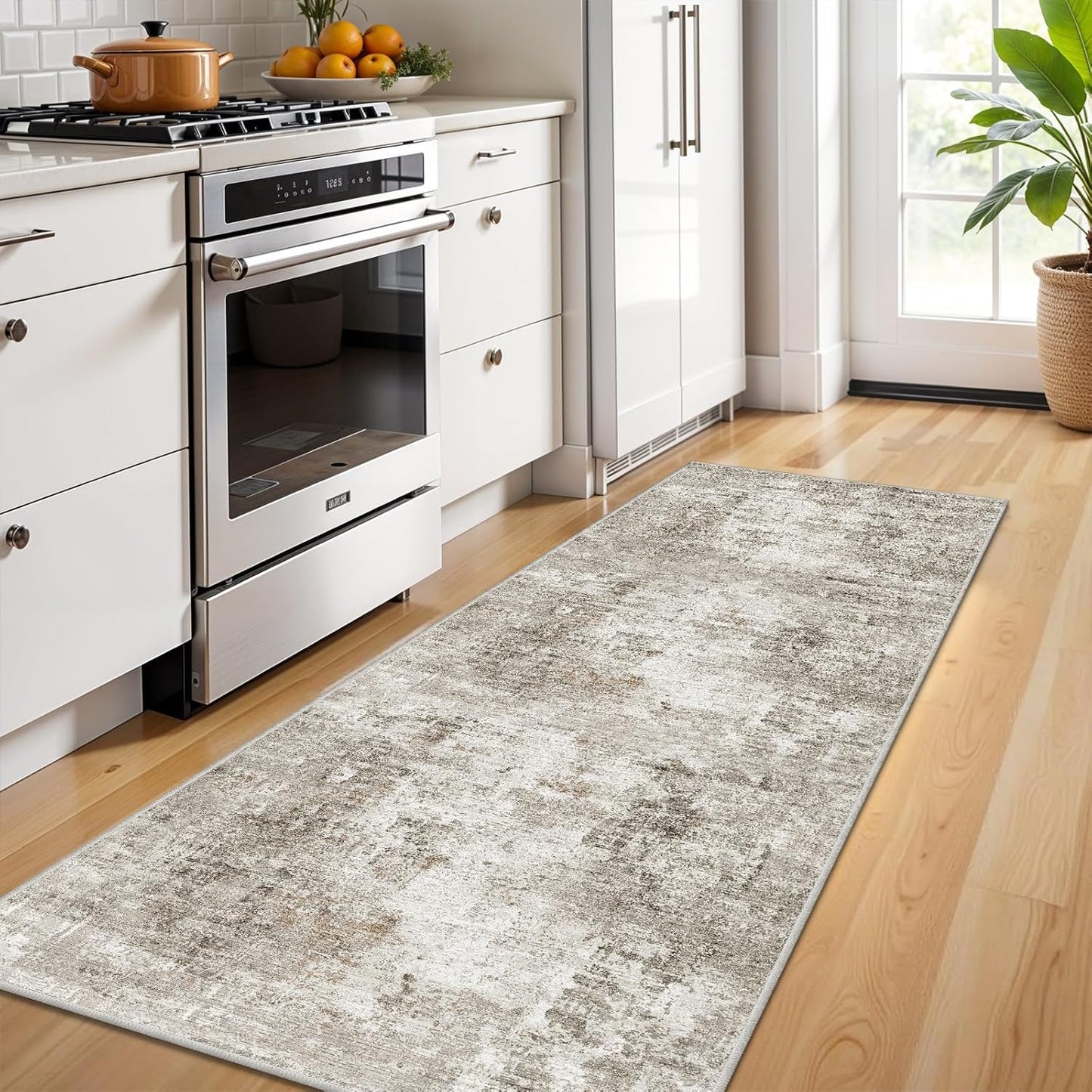 2x3 Washable Non-Slip Area Rug - Soft Low Pile Throw Rug for Kitchen Entryway Bedroom - Modern Indoor Door Mat with Rubber Backing (Beige Grey) - Colors A