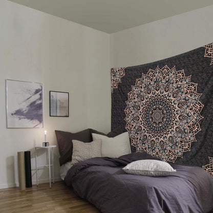 Black Mandala Tapestry Wall Hanging Psychedelic Wall Tapestry Aesthetic Indian Hippie Decor Bohemian Art Boho Home Decoration for Bedroom,Living Room,Dorm