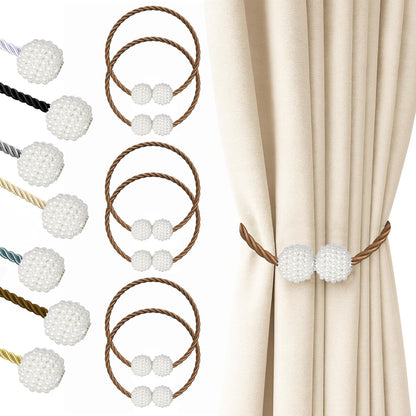 Hion Magnetic Curtain Tiebacks Black 2pcs, Curtain Tiebacks Buckles Holdbacks Holders Hooks Clip for Home Outdoor Bedroom Office Decorative Curtain