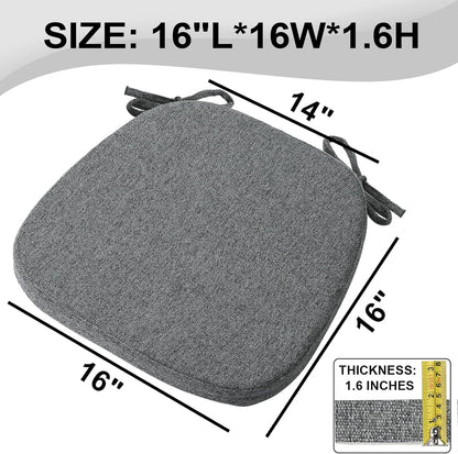 SINOSSO 1 Pack Memory Foam Chair Cushions for Dining Chair, Friendly Woven Fabric 16" U-Shape Comfortable Kitchen Chair Pad, Removable Slip Resistant Seat Cushion (1 Piece, Blue)