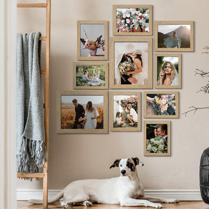 LUCKYLIFE Picture Frames Collage Wall Decor 10-Pack, Gallery Wall Frame Set with 8x10 5x7 4x6 Frames in 3 Different Finishes