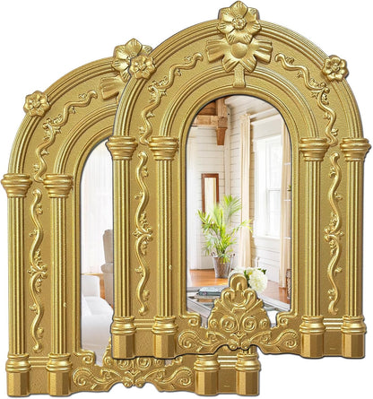 ZEXUIRU 4 Set. Rustic Wall Mirrors for Bedroom Bathroom Living Room Entryway Wood Farmhouse Square Easy to Hang Framed Decorative Accent Hanging Wall-Mounted Mirror Set for Living Room - Black