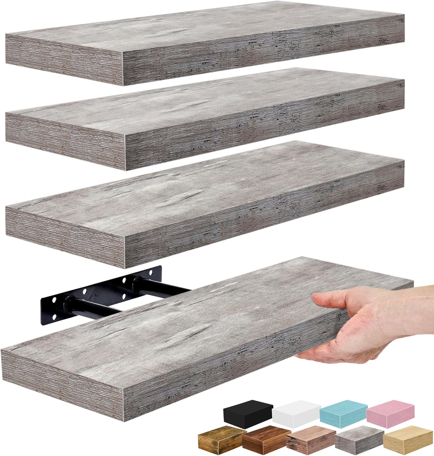 Sorbus Floating Shelves for Wall – 16 Inch Floating Shelf for Kitchen, Bedroom, Living Room, Bathroom, Home & Wall Decor - Mounted Bathroom Shelves with Invisible Brackets (Maple Wood, 2 Pack)