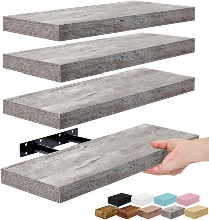 Sorbus Floating Shelves for Wall – 16 Inch Floating Shelf for Kitchen, Bedroom, Living Room, Bathroom, Home & Wall Decor - Mounted Bathroom Shelves with Invisible Brackets (Maple Wood, 2 Pack)