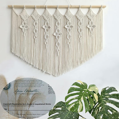 Achart Macrame Wall Hanging Large- Boho Wall Decor- large wall art- Wall Decor Living Room- Macrame Tapestry Boho Decor for Bedroom (Wooden Bead)