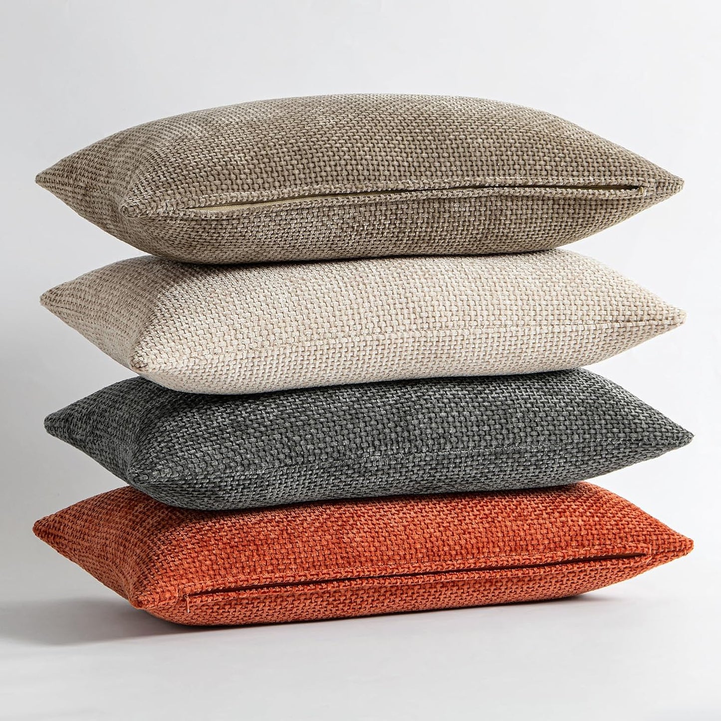 MIULEE Pack of 2 Couch Throw Pillow Covers 18x18 Inch Neutral Beige Modern Boho Accent Decorative Pillow Covers Soft Chenille Farmhouse Cushion Covers for Home Decor Bed Sofa Living Room
