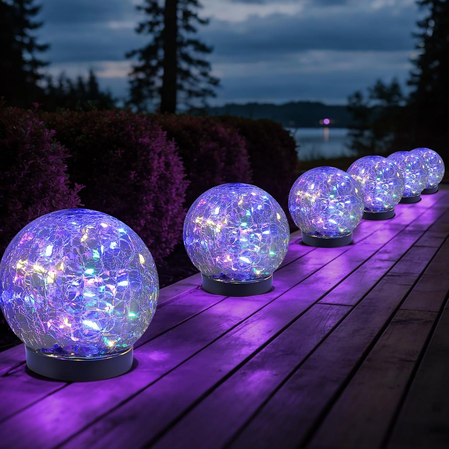 JKIMK Solar Globe Lights Outdoor Waterproof - Cracked Glass Ball Lights for Garden, Patio, Yard, Lawn and Backyard Decor - Solar Orbs for Outside Decorations