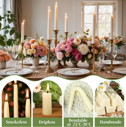 12 Pack Beeswax Taper Candles,8in Dripless Pure Beeswax Candles Non Toxic,8 Hours Long Burning 100% Natural Candle Sticks,Smokeless and Unscented Bees Wax Candle for Home,Prayer,Tall Tapered