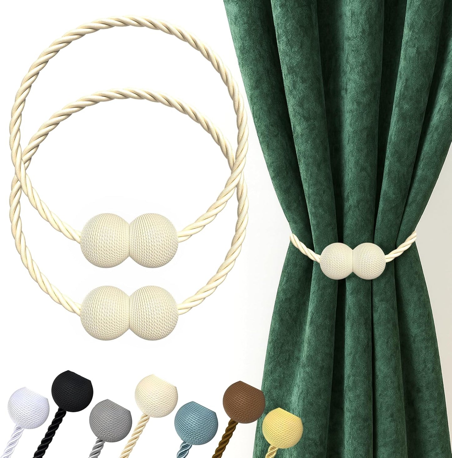 Hion Magnetic Curtain Tiebacks Black 2pcs, Curtain Tiebacks Buckles Holdbacks Holders Hooks Clip for Home Outdoor Bedroom Office Decorative Curtain