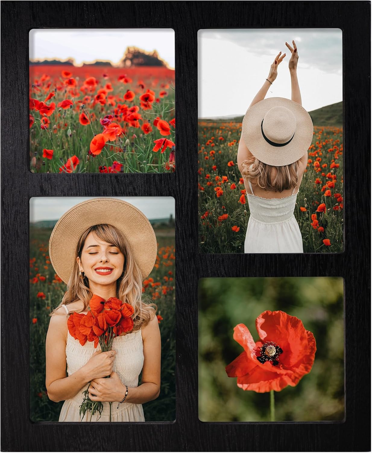 YESKAY 4x6 Picture Frame Collage for Wall Decor, Multiple Photo Collage Frames with Tempered Glass, 7-Opening for 4 x 6 Picture Frames, Rustic Brown, 1 Pack