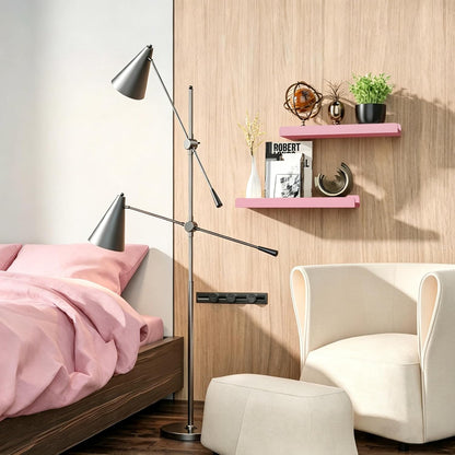 Love-KANKEI Floating Shelves Wall Mounted Set of 2, 17 Inch Rustic Wood Wall Shelves for Storage, Bedroom Living Room Bathroom Kitchen Office and More White