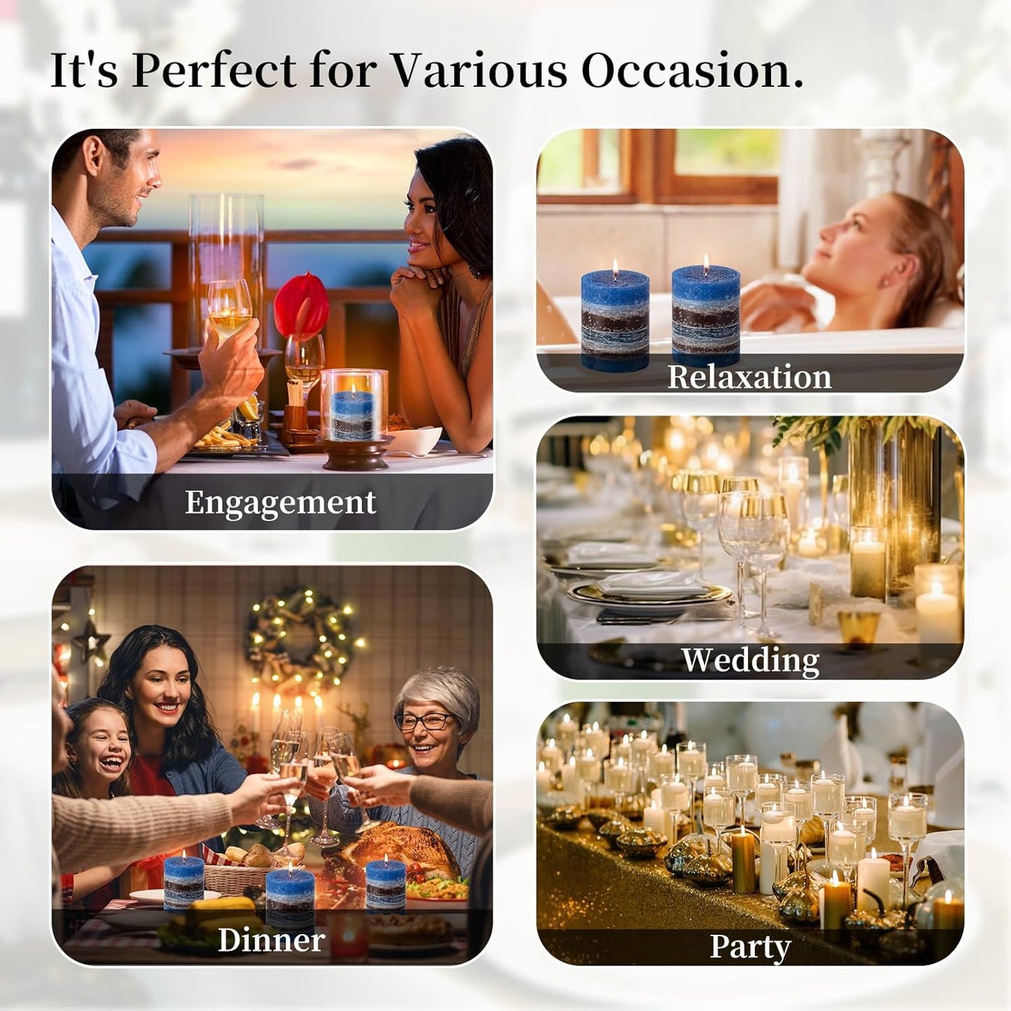 KONNI Coffee Layered Pillar Candles Set of 3, 3"x 4" Unscented Pillar Candles Bulk, 39 Hours Long Burning Candles, Smokeless&Dripless Round Candle for Wedding, Home Decoration, Parties, Spas, Dinner