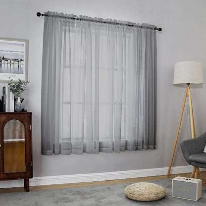 Chyhomenyc Sheer White Valances for Windows 2 Pack, Small Window Curtains for Living Room Bathroom Cafe Laundry Basement, Modern Top Dual Rod Pocket Voile Curtain, 42W x 14L inches, White - Colors C