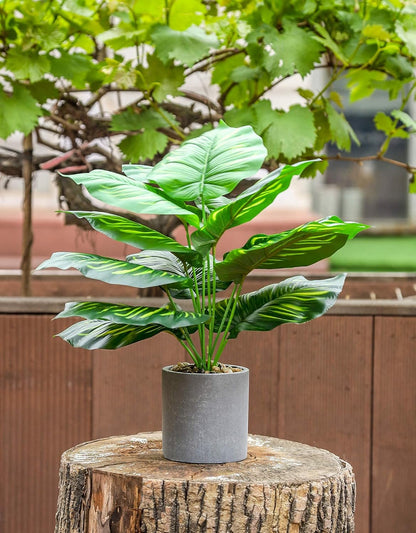 2pcs Fake Plants 16" Faux Plants Artificial Tropical Plants Indoor for Home Office Desk Kitchen Bathroom Table Shelf Decor