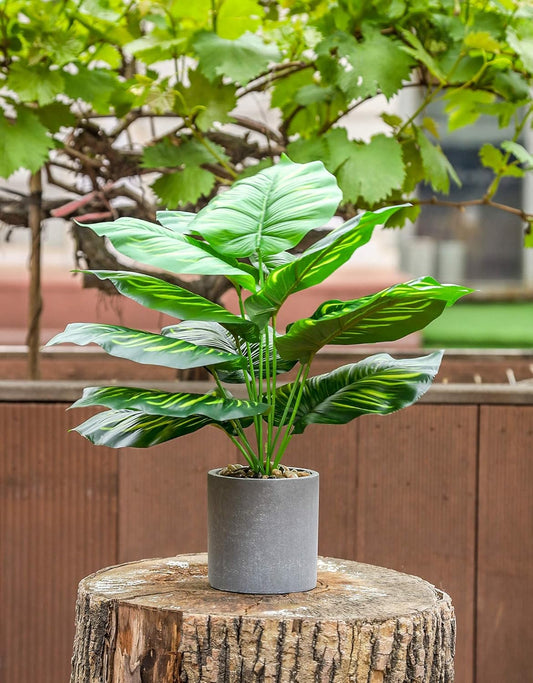 2pcs Fake Plants 16" Faux Plants Artificial Tropical Plants Indoor for Home Office Desk Kitchen Bathroom Table Shelf Decor