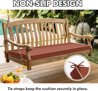 MIULEE Black Outdoor Bench Cushion 48x18x3 Inch Waterproof 3-Year Color Fastness Patio Furniture Cushions for Porch Swing, Garden Bench Sofa Couch with Adjustable Ties No Slip Design