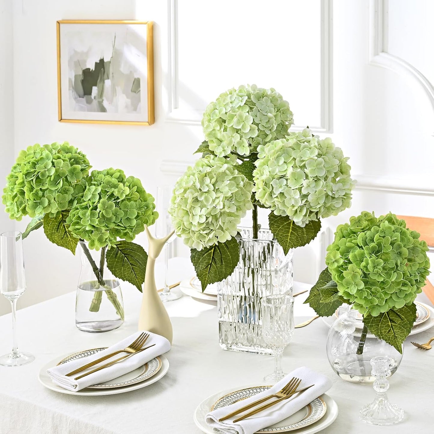 MARTINE MALL 3Pcs 21in Hydrangea Artificial Flowers, Latex Real Touch Hydrangeas Lifelike Large Hydrangea Flowers for Home Decor Party Arrangements Wedding Bouquets Centerpieces (Blue)