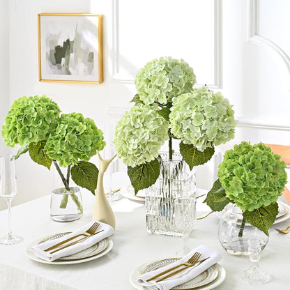 MARTINE MALL 3Pcs 21in Hydrangea Artificial Flowers, Latex Real Touch Hydrangeas Lifelike Large Hydrangea Flowers for Home Decor Party Arrangements Wedding Bouquets Centerpieces (Blue)