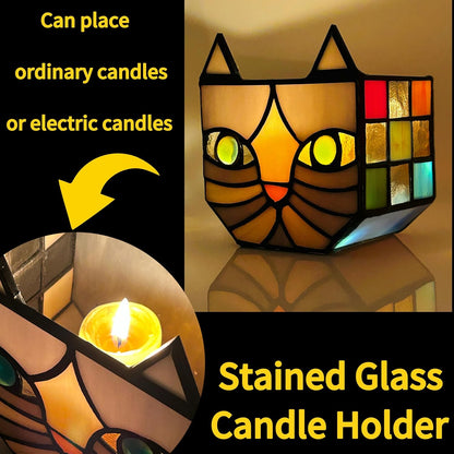 Tiffany Stained Glass Fun Moon Sleeping Cat Planter，Cactus Planter，Cute Planters for Indoor Plants,Decorative Flower Pots As Gifts for Cat Lovers，4.6x3x5.15 in