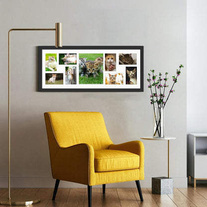 DUENPY 14x26 Collage Picture Frame 4x6 Collage Picture Frame Displays Twelve 4x6 inch Photos Available Horizontal Wall Mounting Display and Vertical Black - Colors A