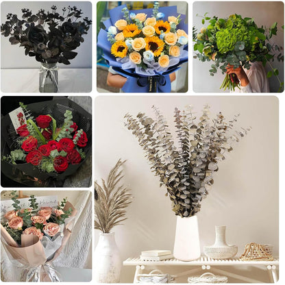 Tavkite 16 Pcs Dried Eucalyptus Stems, 17'' Natural Fresh Eucalyptus Leaves Branches Hanging for Shower, Preserved Real Plant Live Greenery for Home SPA Wall Bathroom Wedding Party Vase Decor