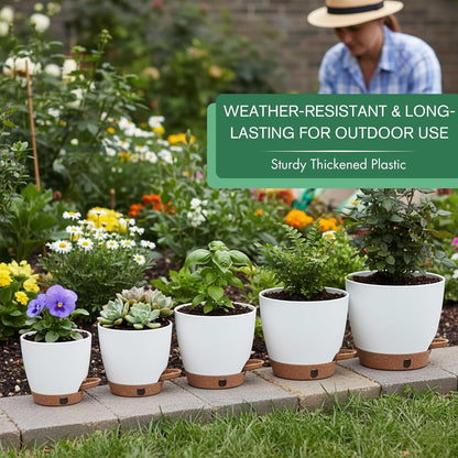 montresor 12/10/8 Inch Self Watering Pots for Indoor Plants Plastic Large Plant Pots for Outdoor Plants, Water Level Window & Spacious Reservoir Flower Pots Decorative Planter with Drainage and Tray