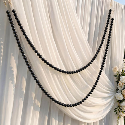 Canlierr 2 Pcs 5.6ft Wedding Giant Pearl Garland Decorations Large Faux Bead Garland with Hook for Ceremony Photo Booth Outdoor Proposal Scene Garden Beach Party Decor(Ivory White,25mm,Simple)
