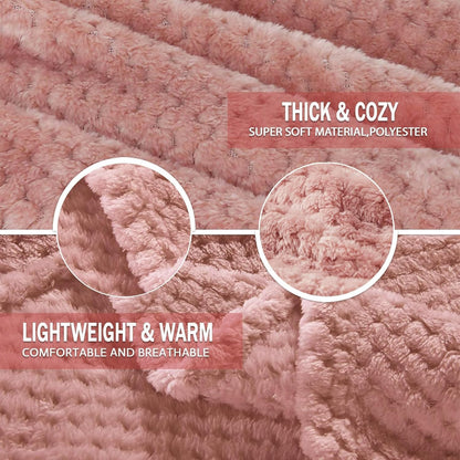 Exclusivo Mezcla Fleece Throw Blanket Extra Large, Super Soft and Warm Blankets for Couch, Sofa and Bed Waffle Textured, Cozy, Fuzzy and Lightweight (Slate Blue, 50x70 Inches)