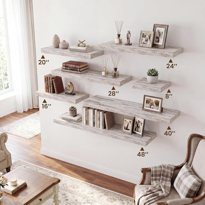 RICHFOCUS 72Inch Floating Shelves for Wall 2 Pack Shelves for Bedroom|Kitchen|Bathroom Wall Mounted Rustic Wood Floating Shelf with Invisible Brackets for Books|Storage|Decor, Rustic Brown
