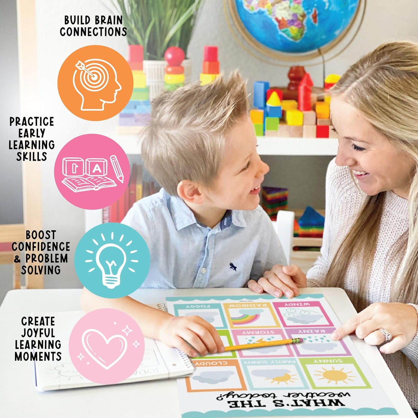 Hadley Designs 16 Educational Posters for Toddler Learning Activities - Laminated Pre-K Posters for Toddlers 1-3, Homeschool Essentials & Preschool Learning Activities, Kindergarten Classroom Decor
