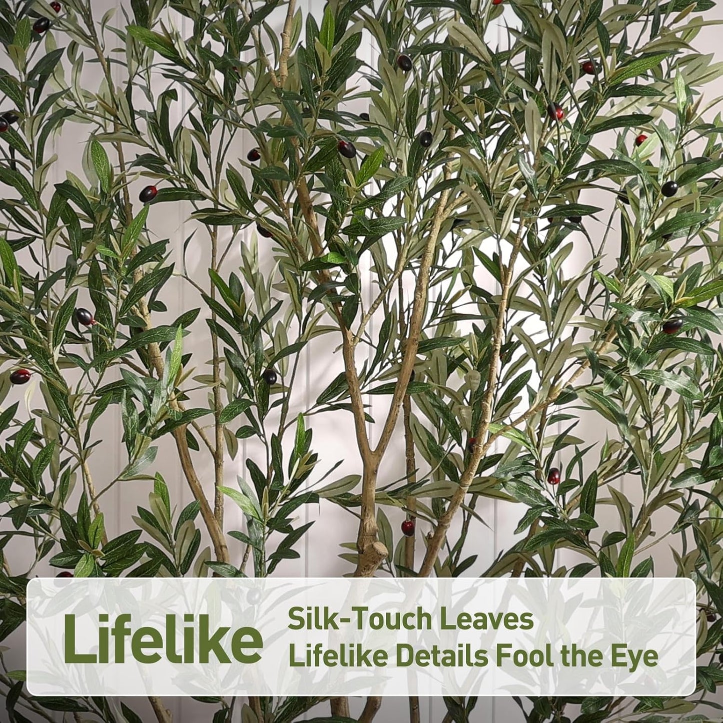 Verinatural Olive Tree Artificial Indoor, 8FT Tall Faux Olive Tree with 18in White Planter, Artificial Plants with Natural Wood Trunk and Lifelike Fruits for Home Office Decor,VN205