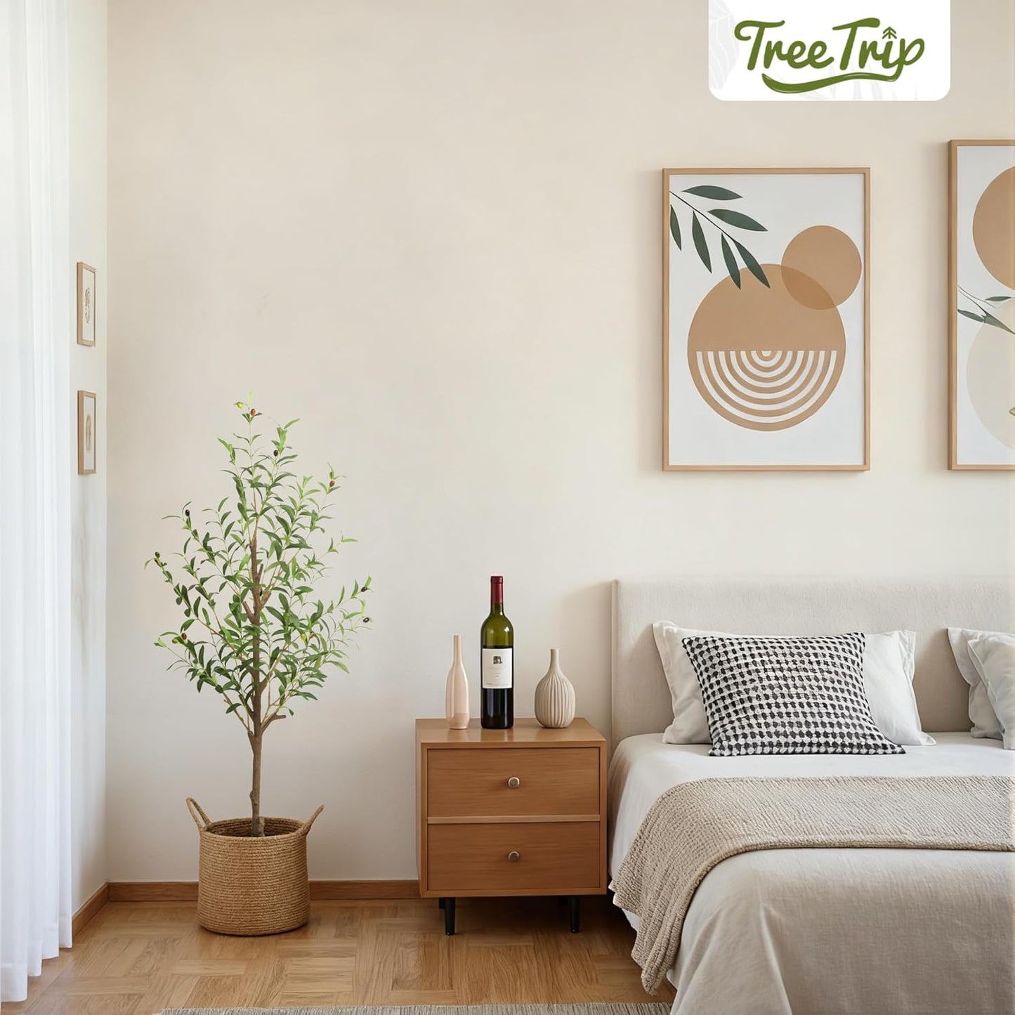 Olive Tree Artificial Indoor, 7 FT Faux Olive Trees with Planter, Fake Tall Plants with Natural Trunk and Lifelike Fruits for Home Office Decor(1, 7FT)