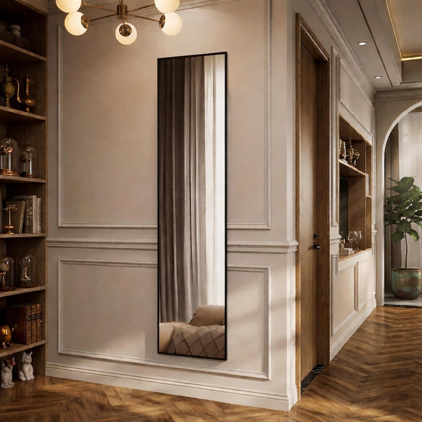 Simple Deluxe Arched Full Length Mirror, 71"x26"Large Floor Mirrors, for Wall Door Bedroom Bathroom Living Room (Gold)