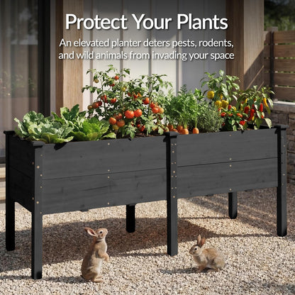 Best Choice Products 72x24x30in Raised Garden Bed, Elevated Wood Planter Box Stand for Backyard, Patio, Balcony w/Divider Panel, 6 Legs, 300lb Capacity - Natural