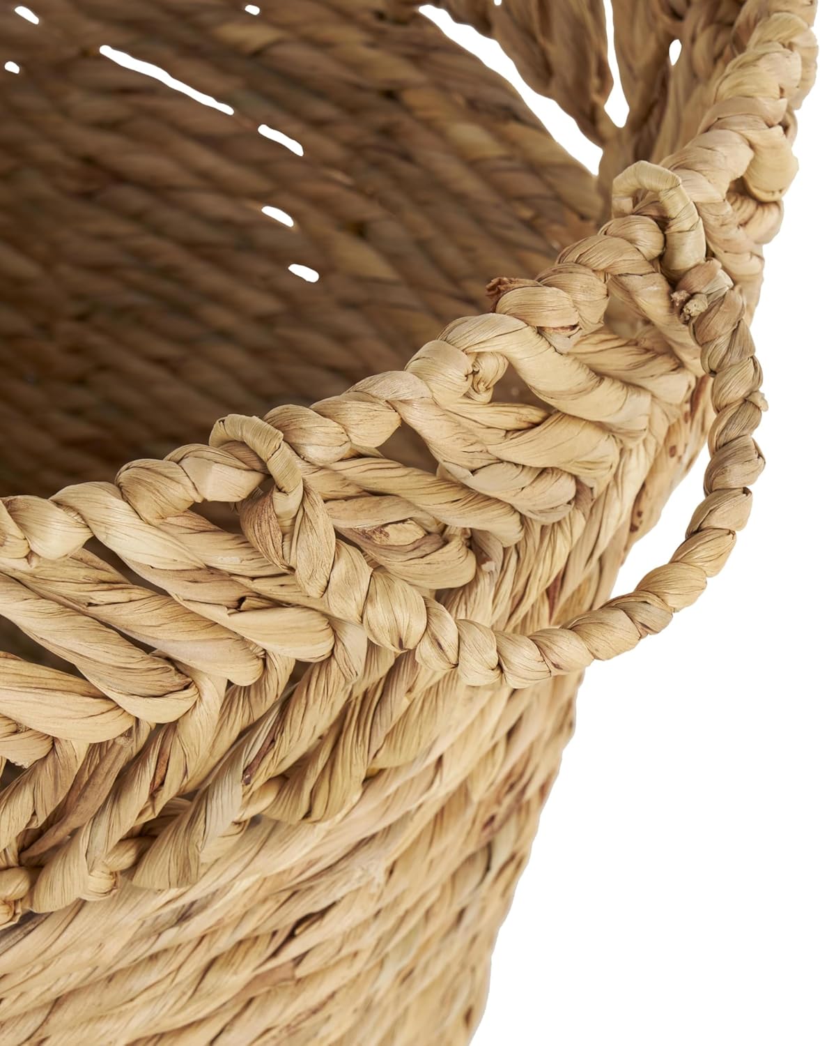 Deco 79 Seagrass Handmade Decorative and Functional Storage Basket Large Woven Basket Organizer with Ring Handles, Basket for Storage 20" x 18" x 19", Brown