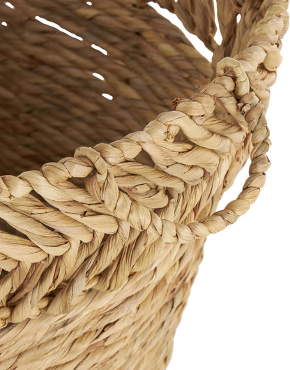 Deco 79 Seagrass Handmade Decorative and Functional Storage Basket Large Woven Basket Organizer with Ring Handles, Basket for Storage 20" x 18" x 19", Brown