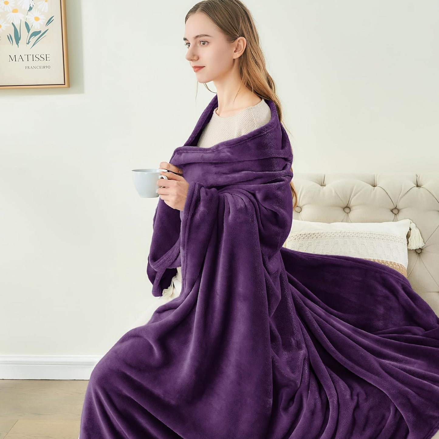 BEDELITE Fleece Blanket Black Throw Blankets for Couch & Bed, Luxury Plush Cozy Fuzzy Blanket 50x60 inches, Super Soft Warm Lightweight Throw Blanket for Travel Camping - Colors A