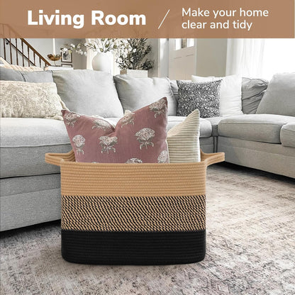 Goodpick Cube Storage Bins - Towel, Book, Cloth, Shoes, Closet Shelf Woven Baskets for Office, Baby Laundry, Toys, 13''x10''x9''